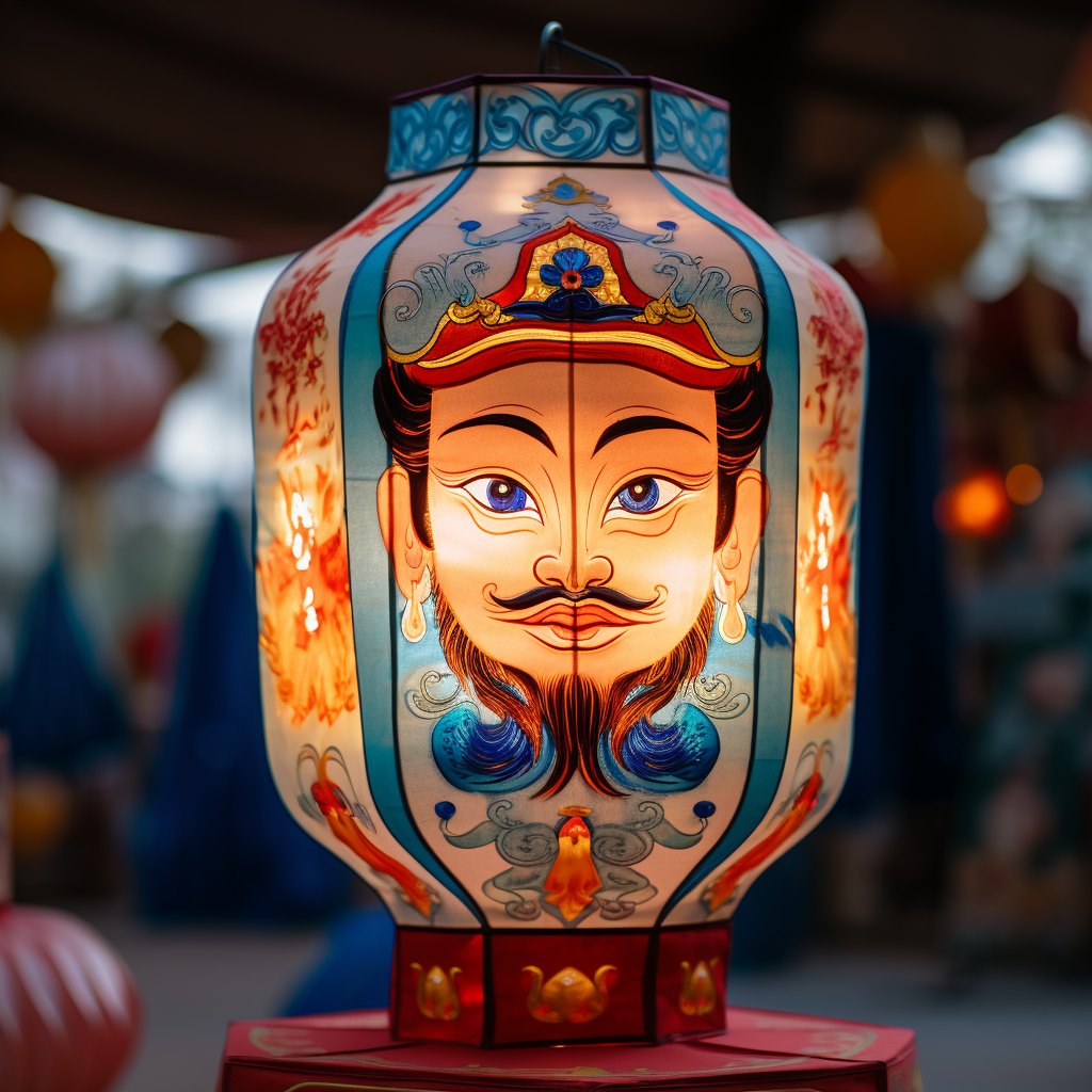 Colorful festival lantern shining brightly