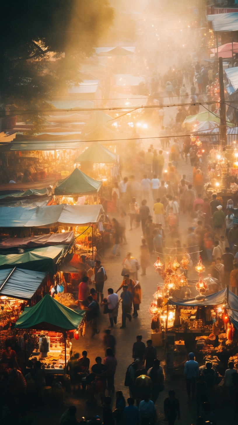 Overhead Shot of Crowded Festival Market