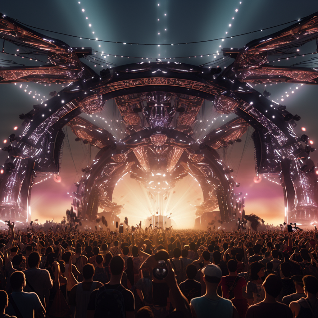 Large stage at futuristic festival