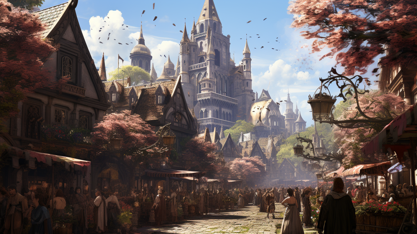 Festival in Street Fantasy Medieval Flowers DnD