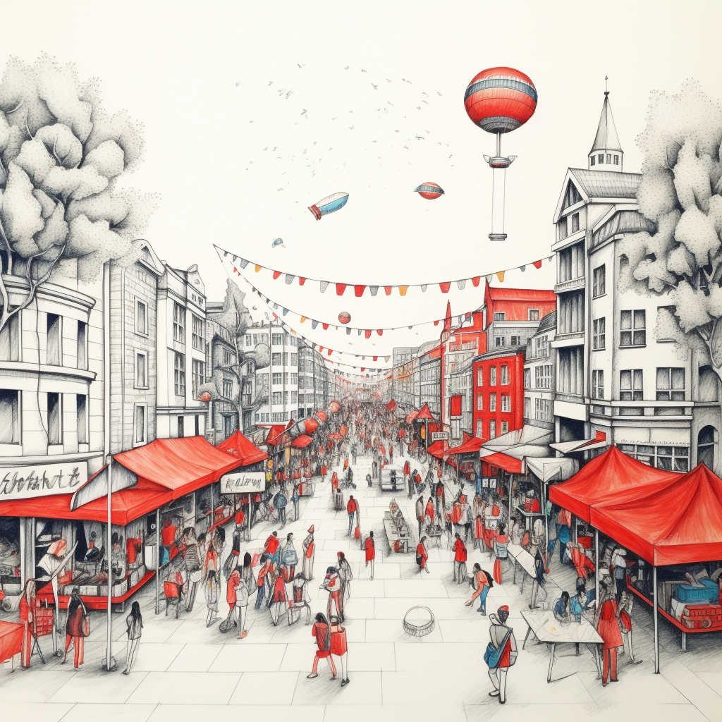 Vibrant festival streets design