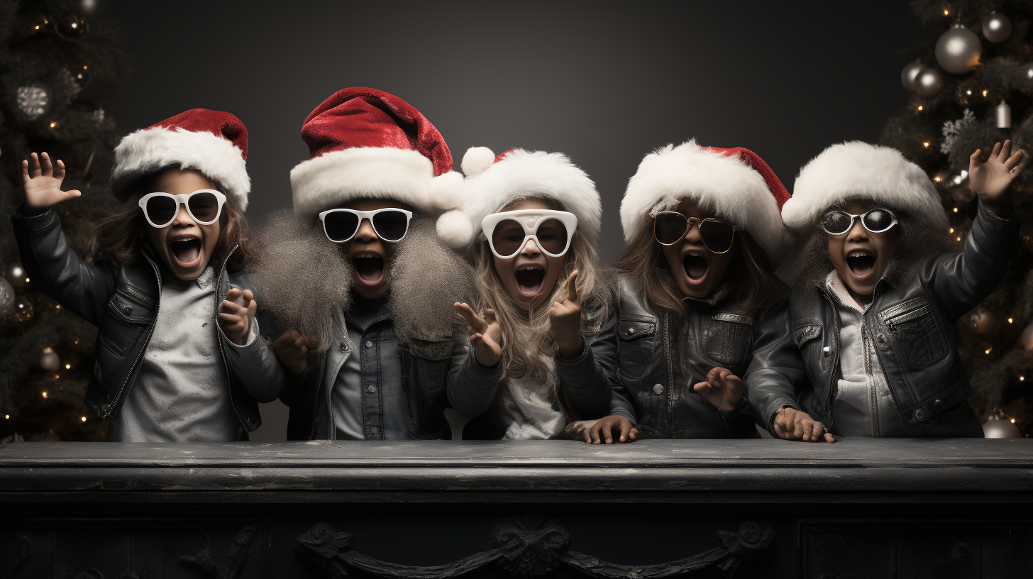 Eccentric children having Santa dance party