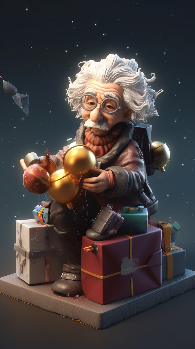 Einstein concealing gifts in dimensional wrapping lab