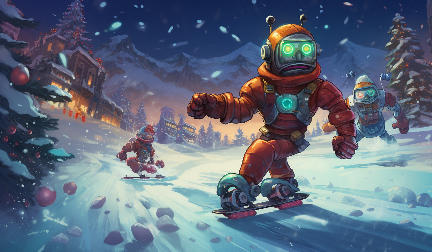 Robot and Human Snowboarding Fun