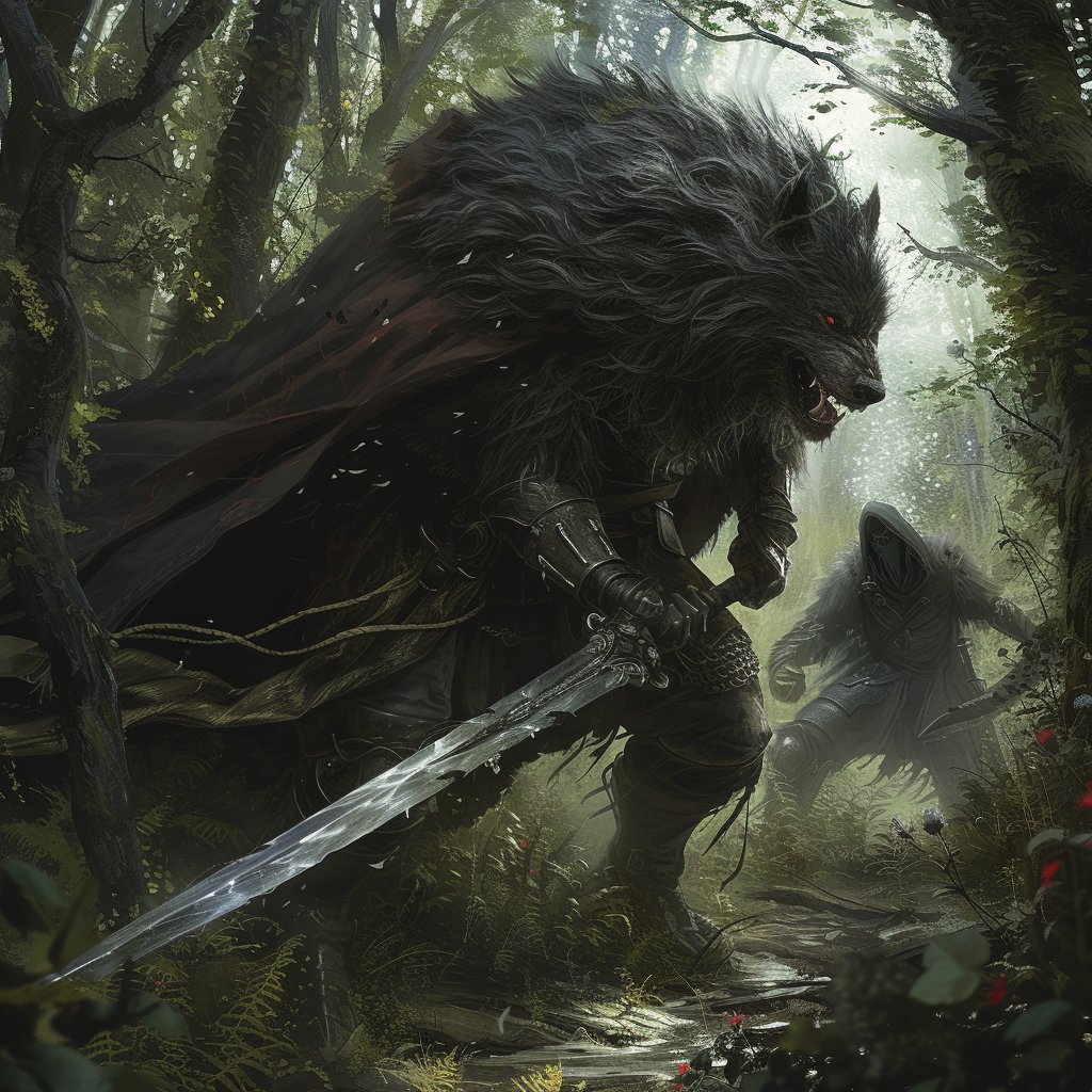 Fey Knight Werewolf Demon Stalking Woods