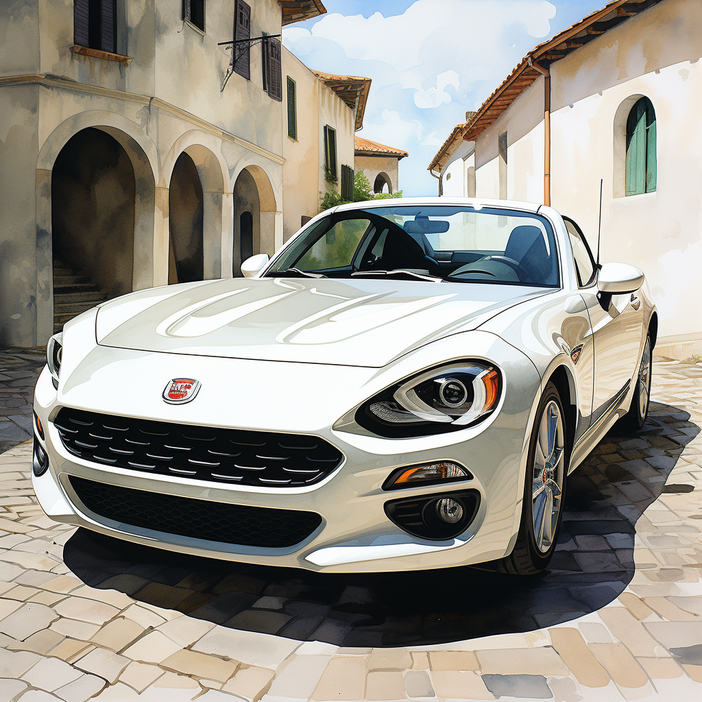 Fiat 124 Spider Watercolor Art