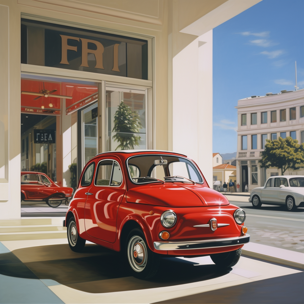 Fiat showroom with car in front