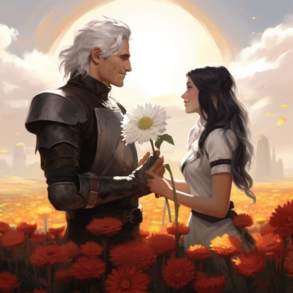 Couple in Field of Flowers