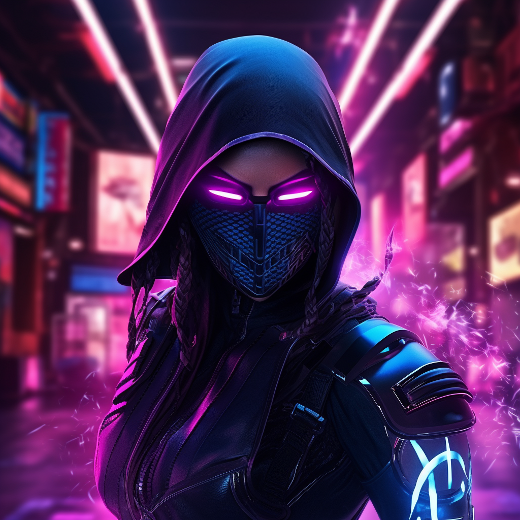 Fierce female ninja in Captain 8K suit