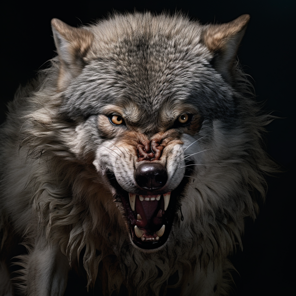 Wolf Head with Fierce Demeanour