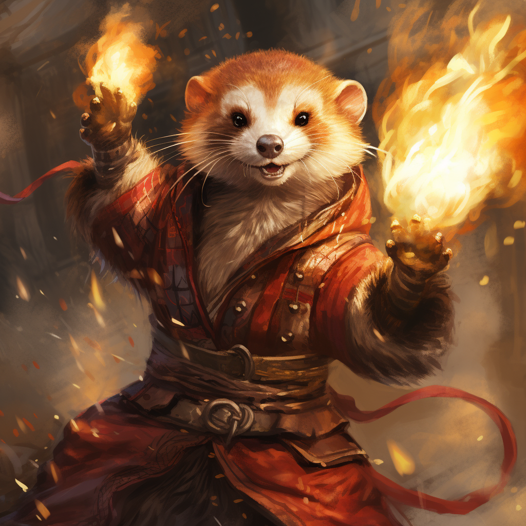 Fiery ferret in pathfinder style