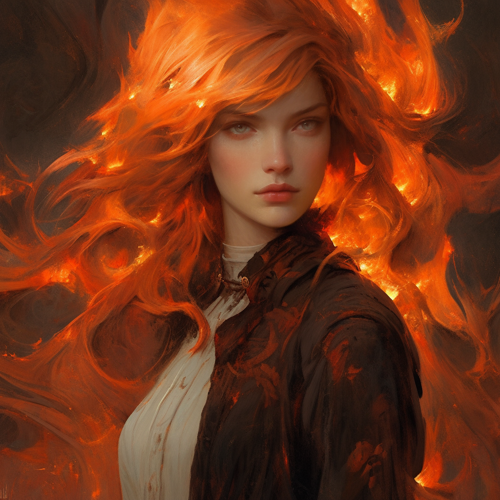 Female with fiery orange hair portrait