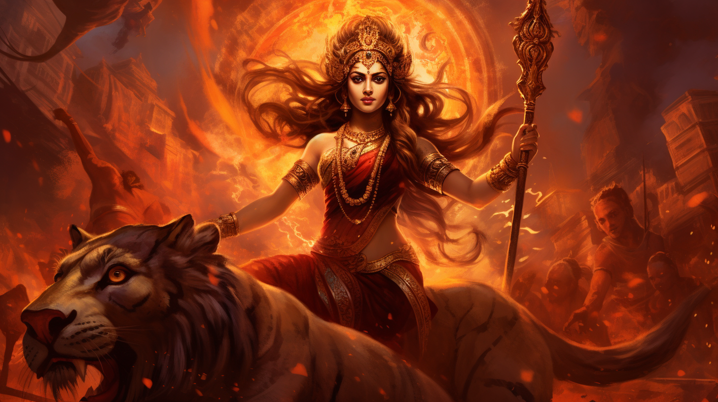 Fiery Goddess Durga Image