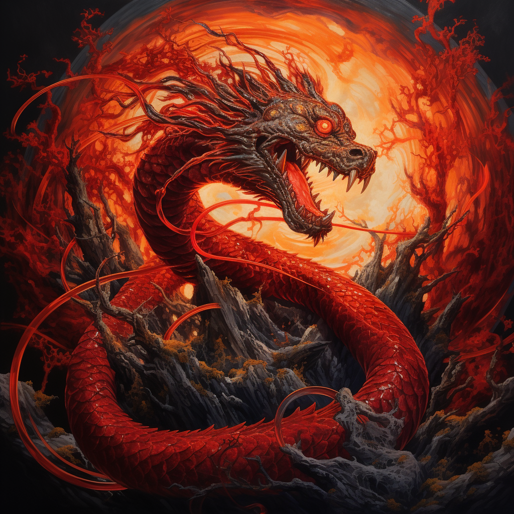 Fiery red world serpent