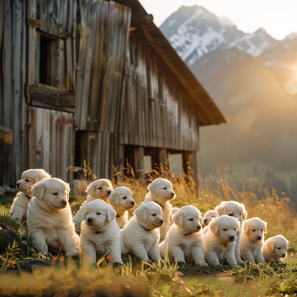 Great Pyrenees puppies in Alps