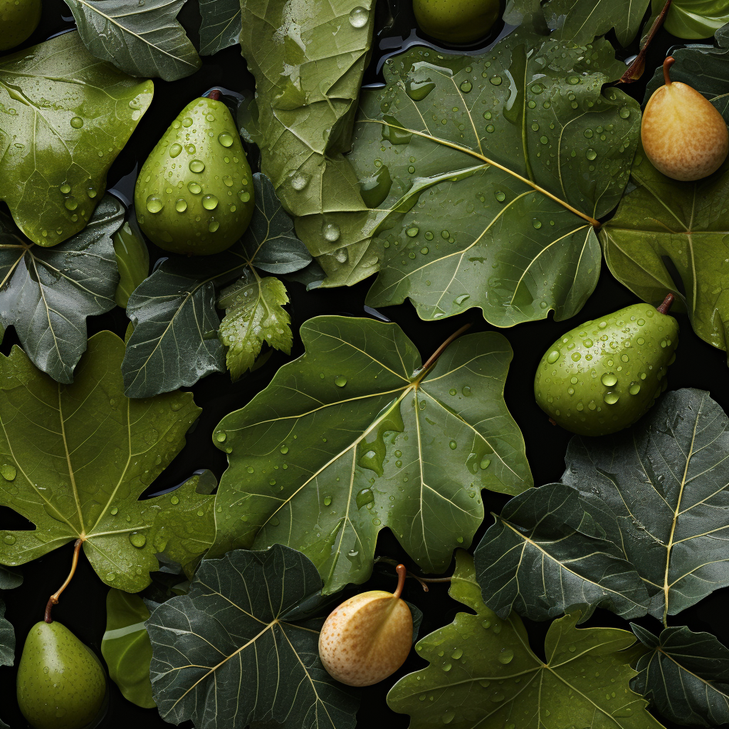 Collage of photorealistic fig leaves