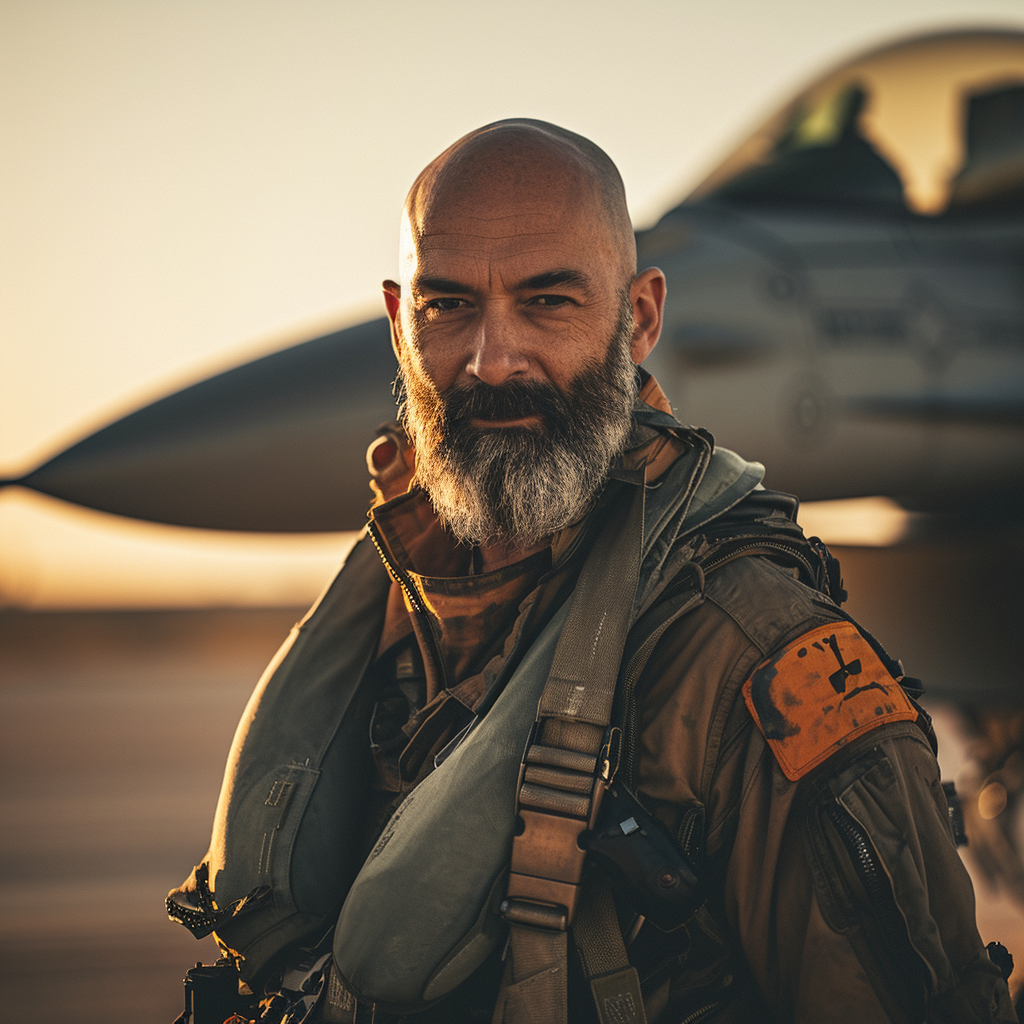 Experienced Fighter Pilot with Gray Beard