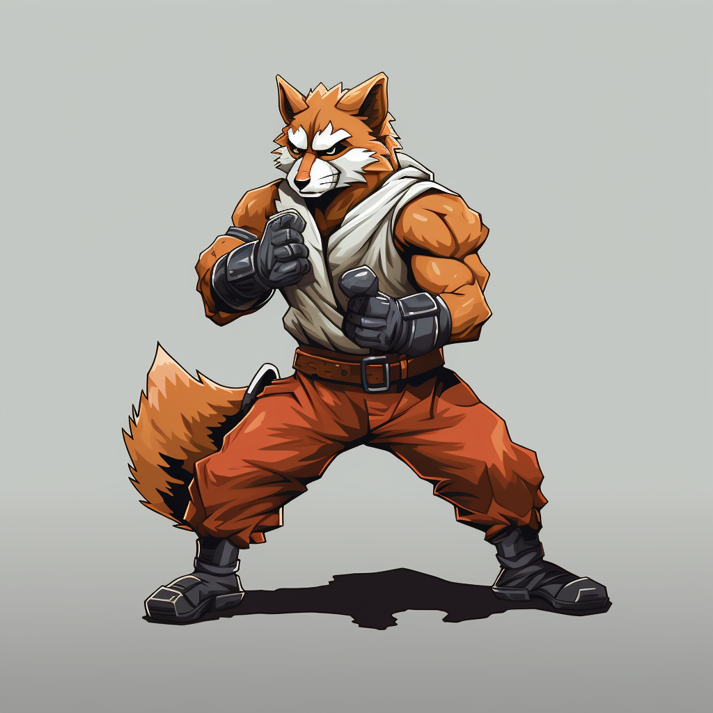 Strong fighting animal fox in pixel art