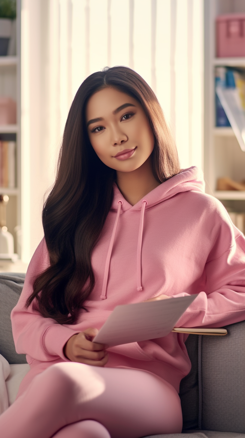 Pretty Filipina Reading Book by Window