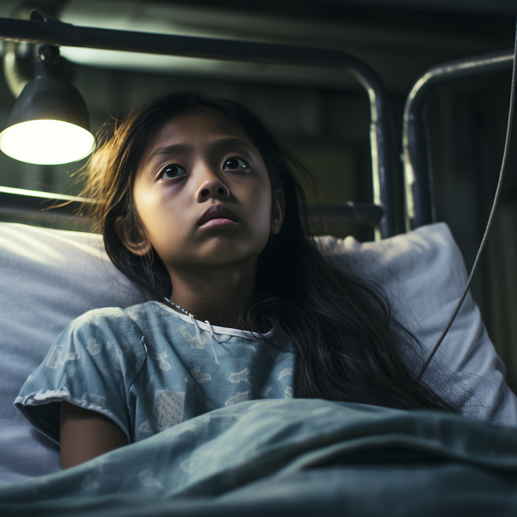 Filipino girl receiving treatment in hospital