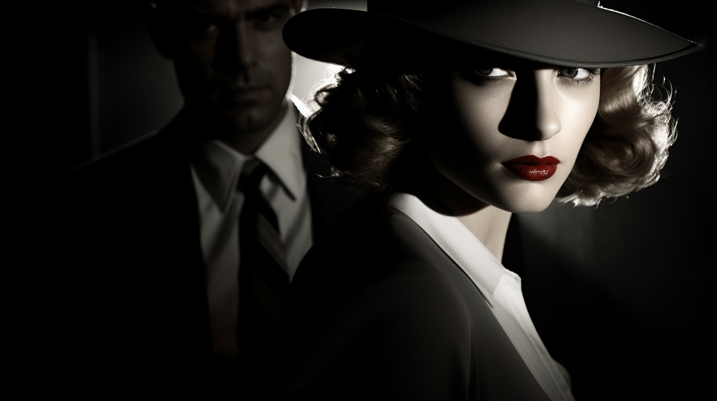 Mysterious film noir cinematic still