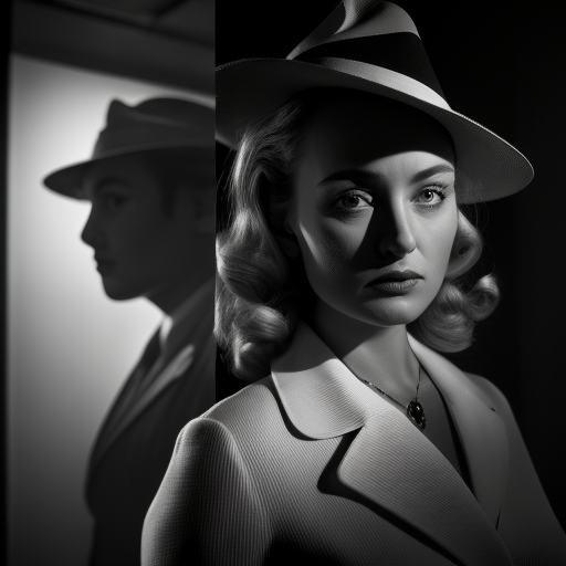 Detailed Film Noir Female Character Cinematic Shot