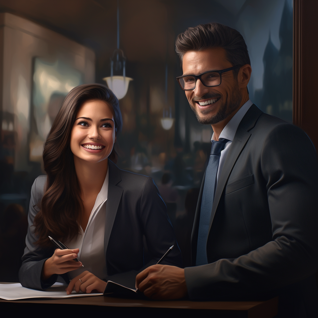 Smiling Financial Advisors in Bright Lighting