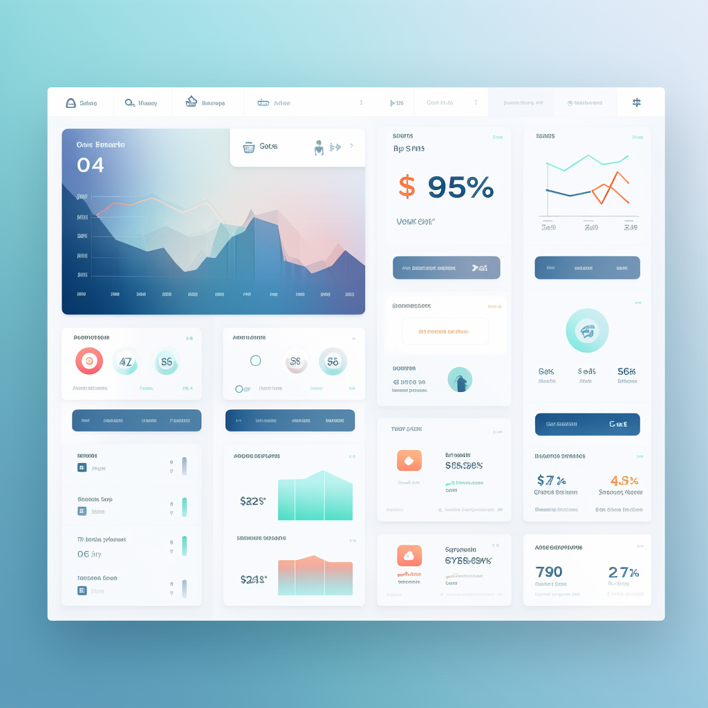 Stylish fintech UI designs on light background