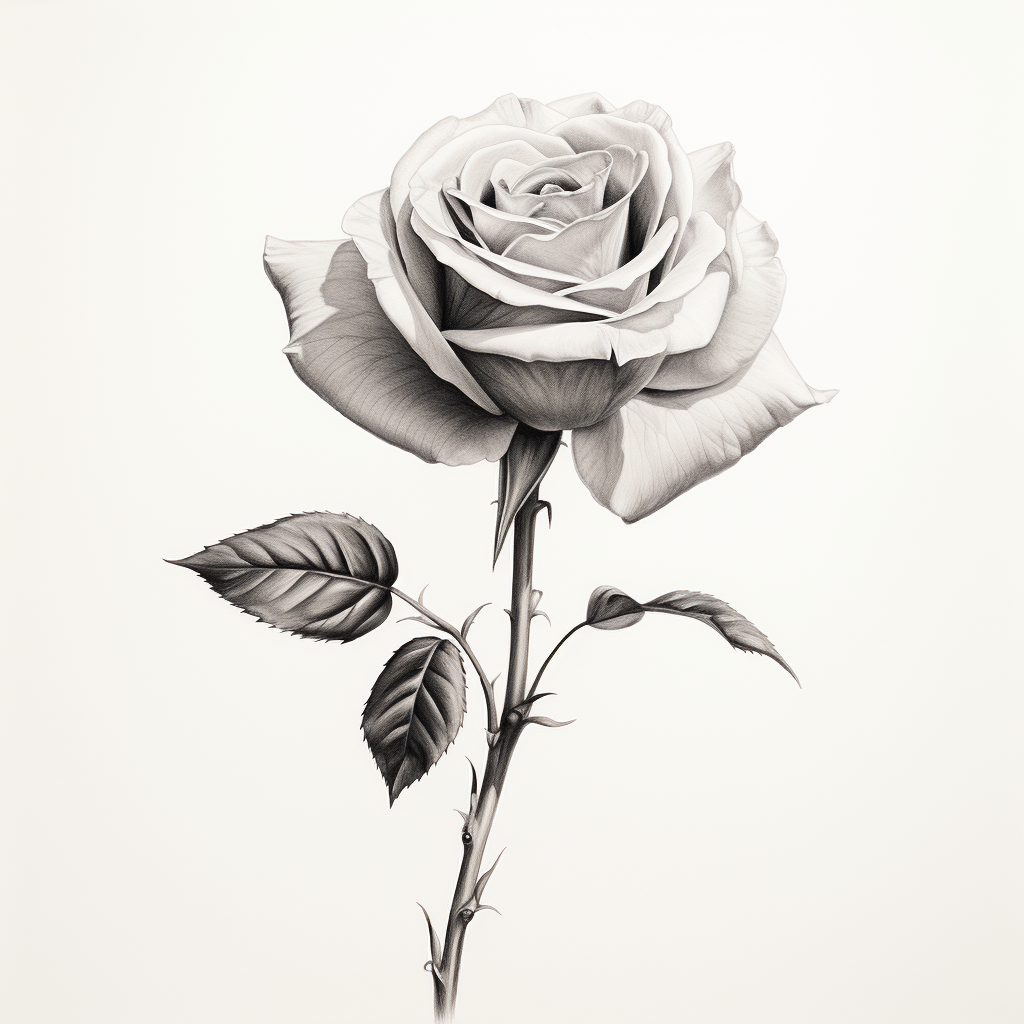 Realistic rose pencil drawing