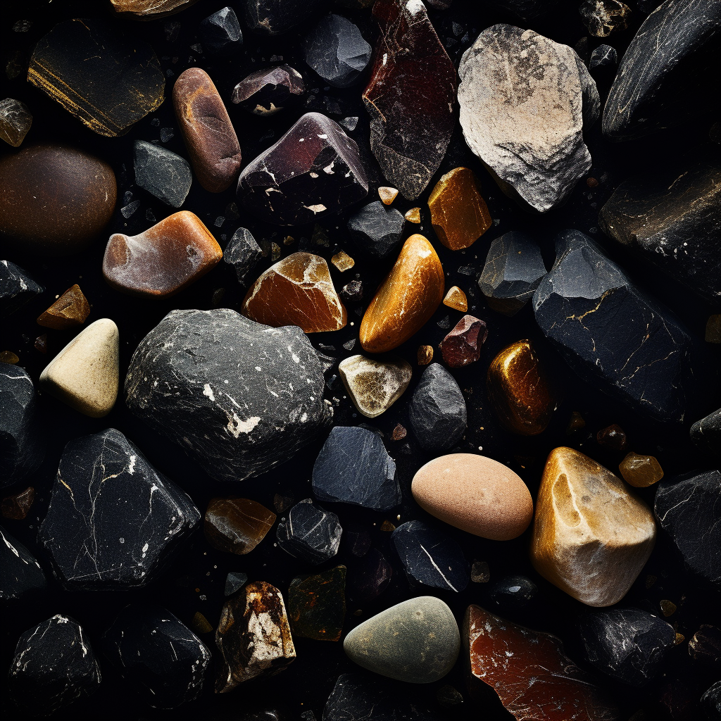 Fine stones and dust on black background