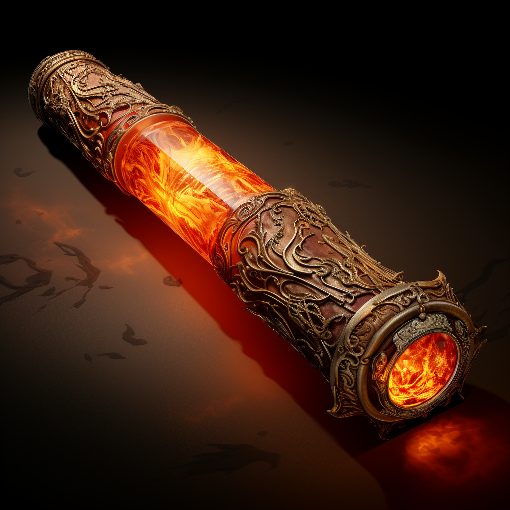 Detailed fire aesthetic magic scroll