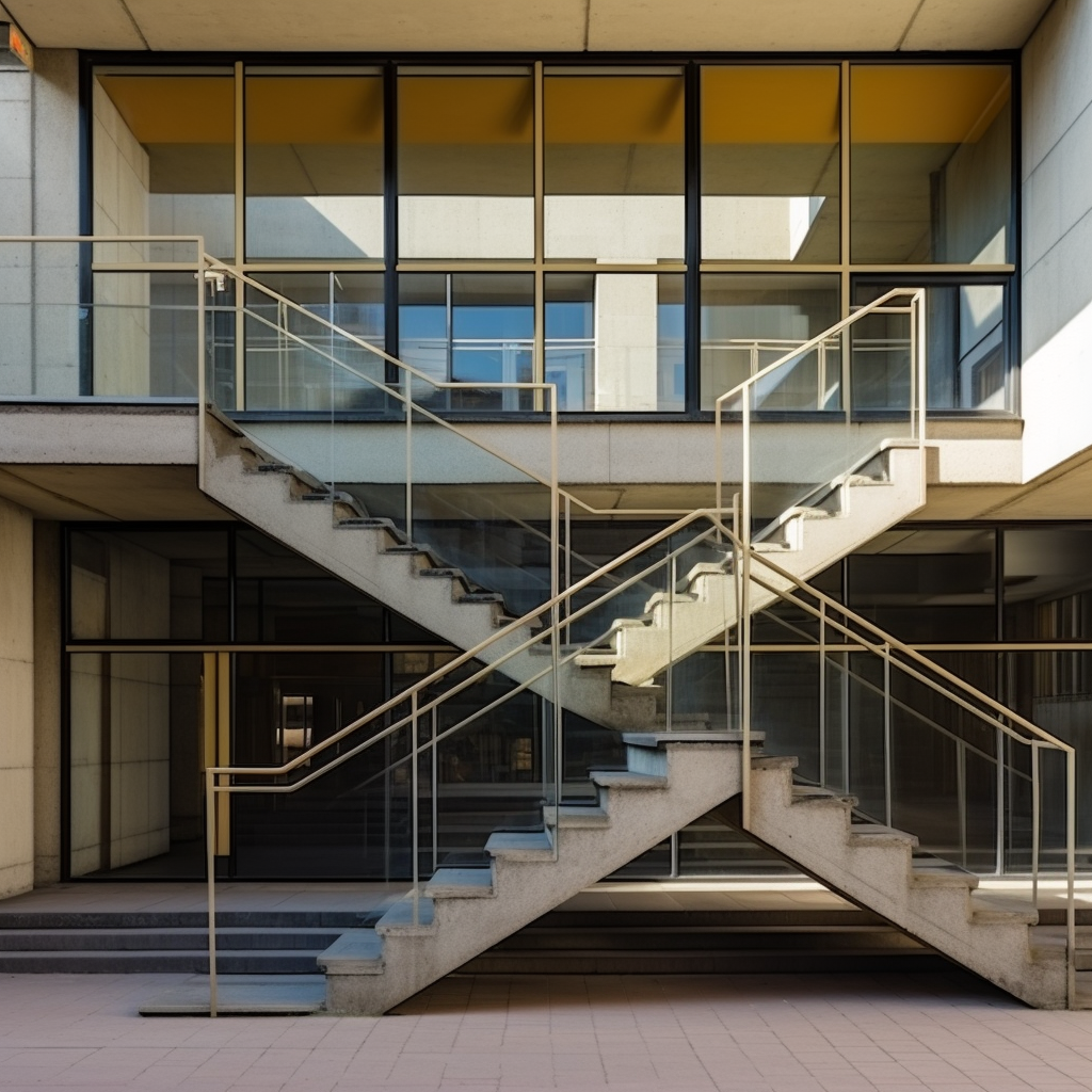 Fire escape staircase in university building