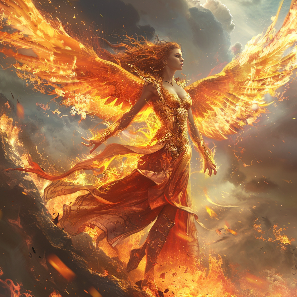 Fire Goddess with Phoenix Wings