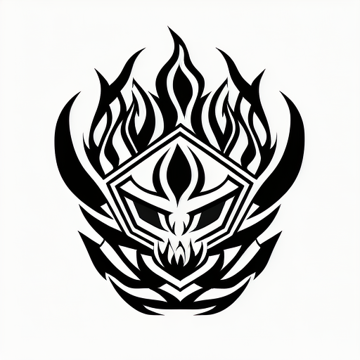 Black and white fire head logo