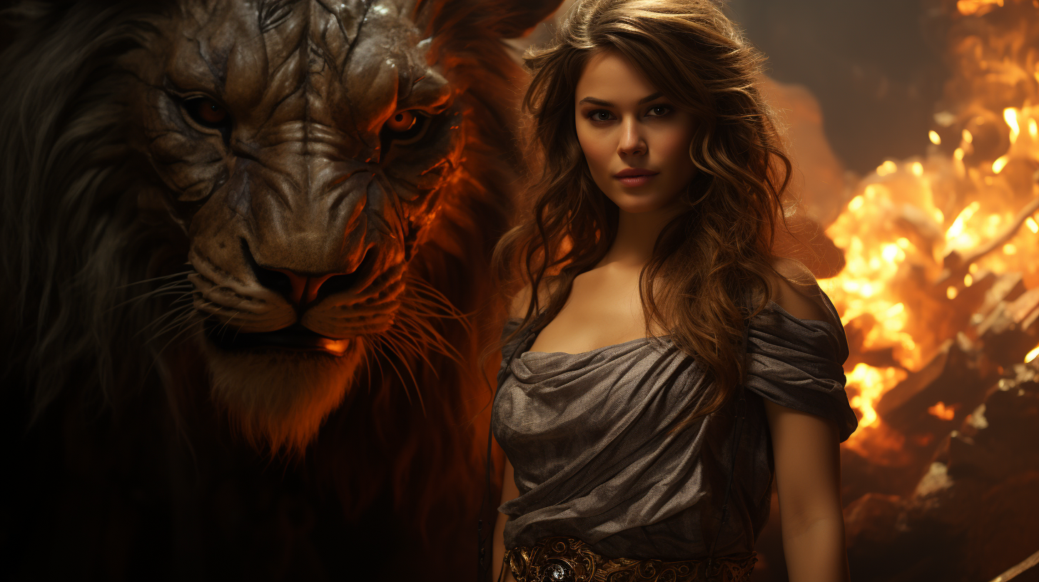 Woman with Fire Lion Spirit