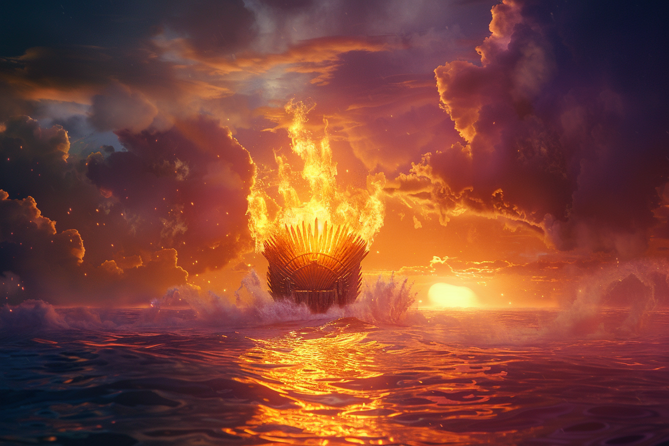 Animated fire throne ocean scene