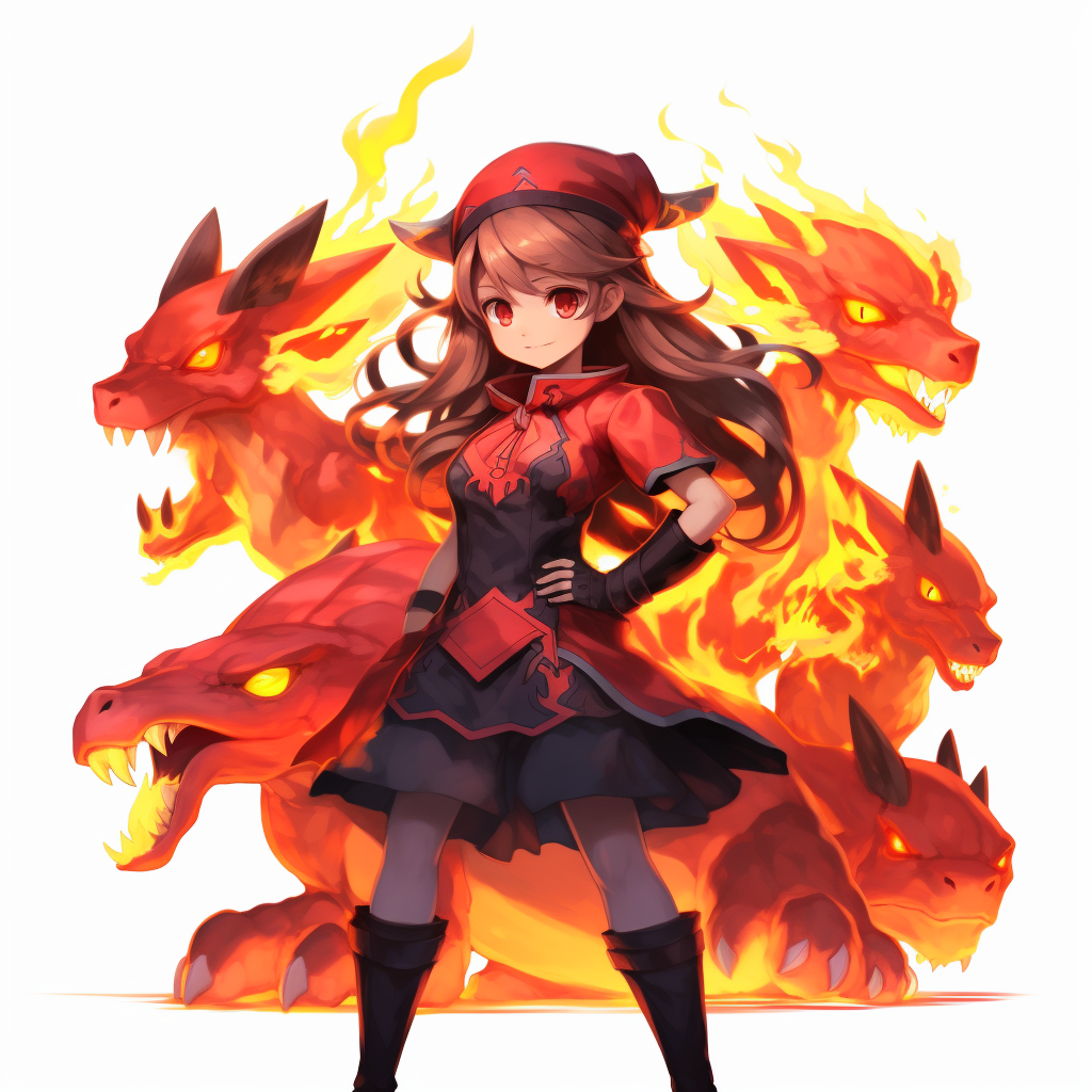 Adult fire type Pokemon trainer