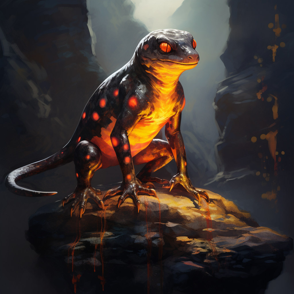 Fire Salamander on Stone Terrace Art