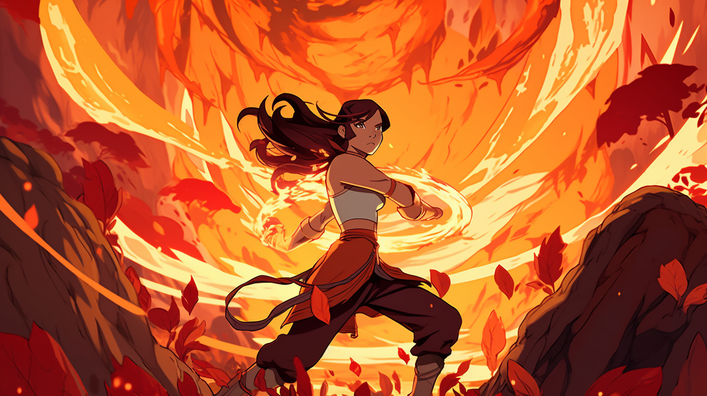 Female Firebender with Dragon Claws and Wings