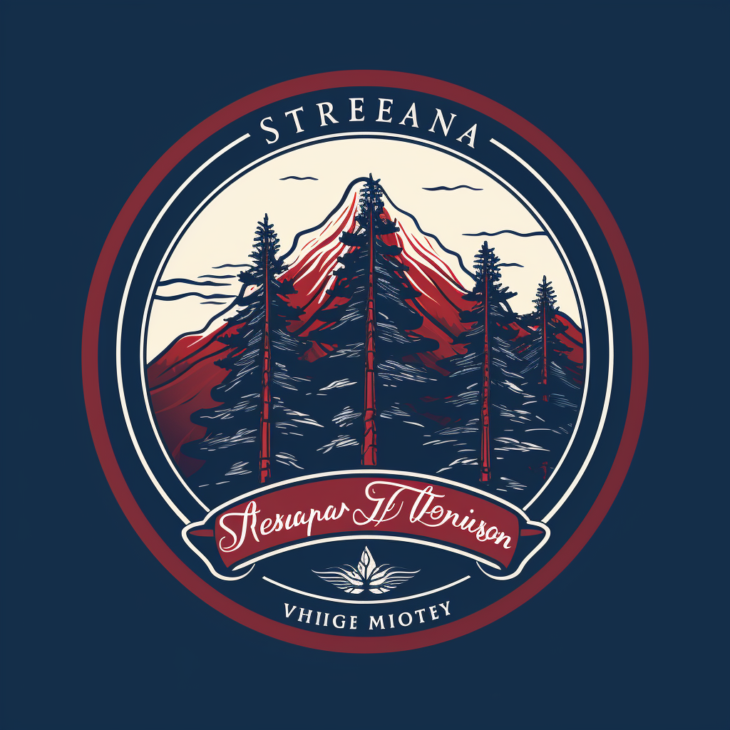 Symbolic logo for firefighting company surrounded by Sierra Nevada Sugar Pine Trees