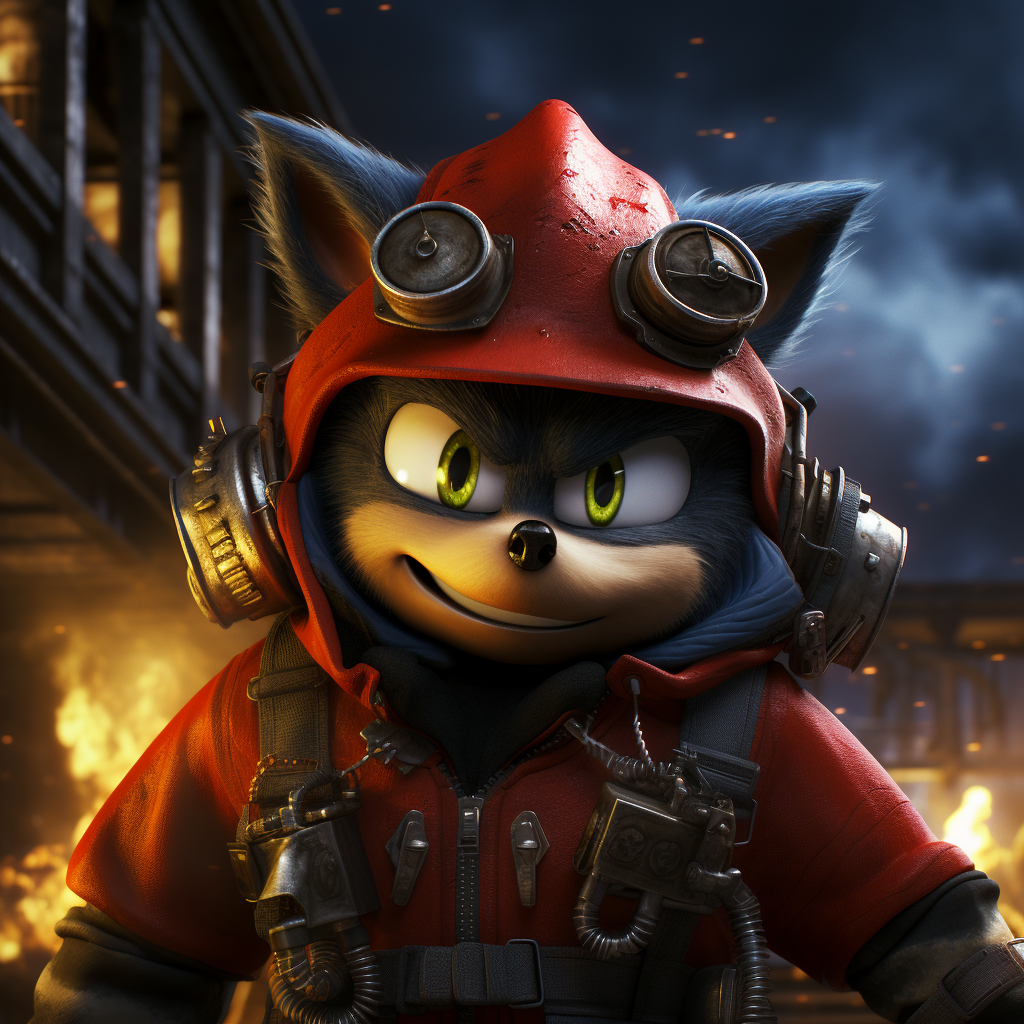 Brave fireman Sonic rescuing in action