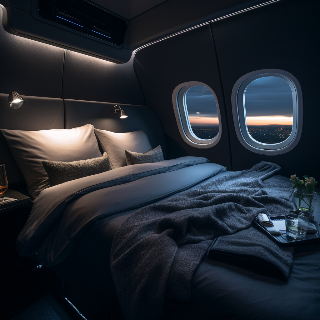 Luxurious first class plane bed