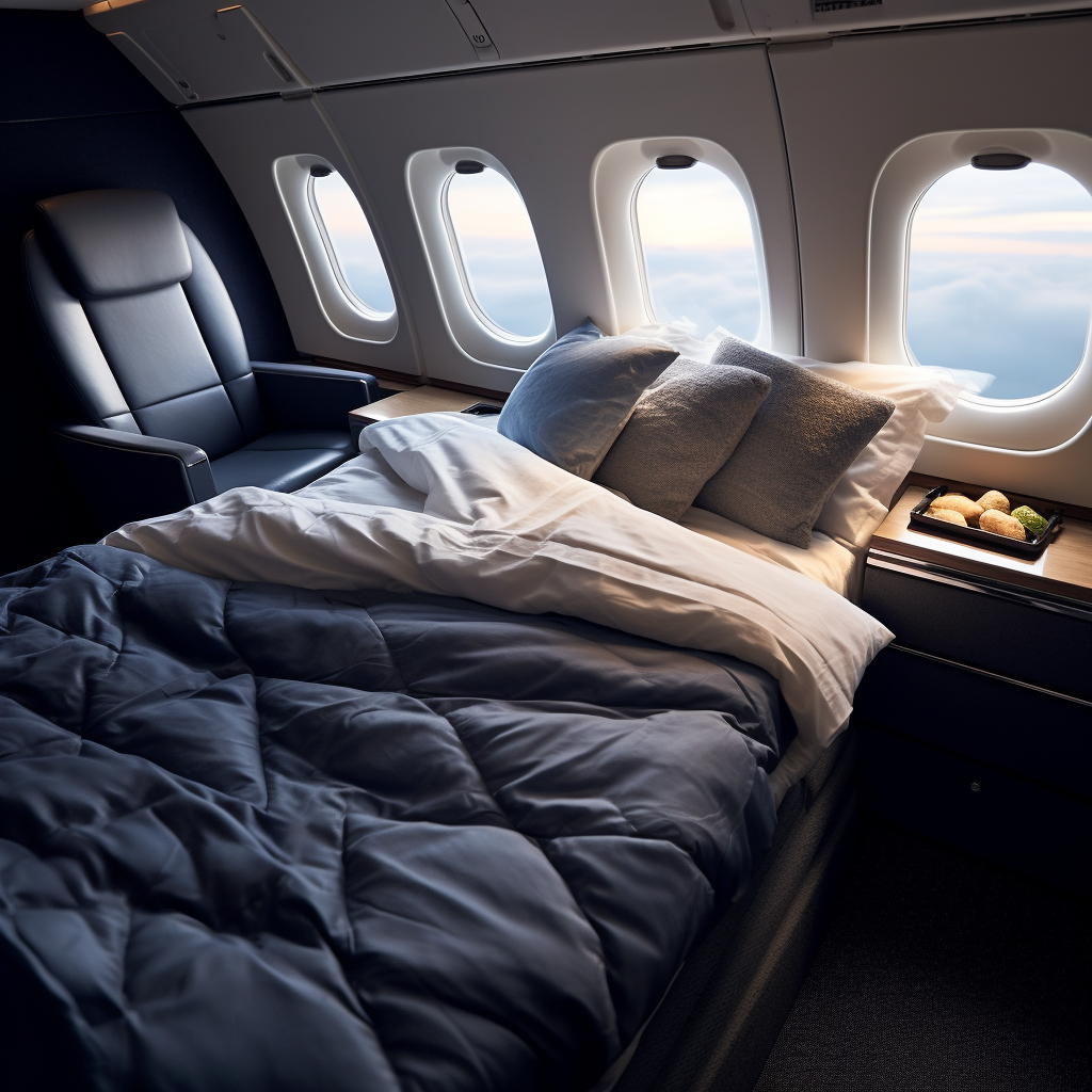 Luxurious first-class plane flight bed