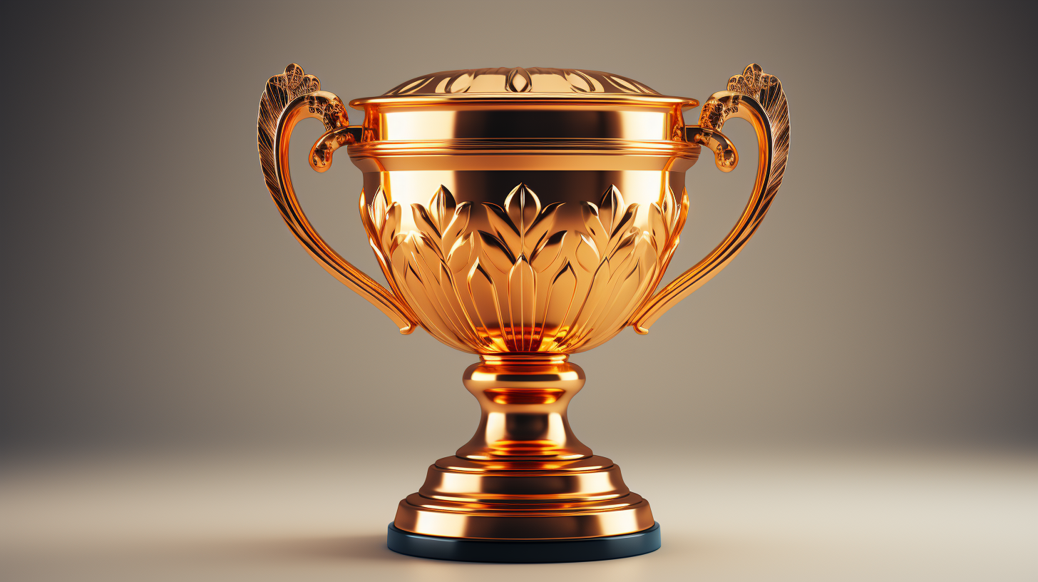 3D Gold Trophy Cup on White Background