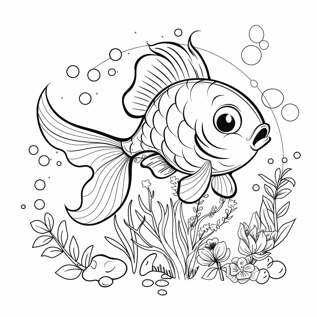 Fish coloring page for kids