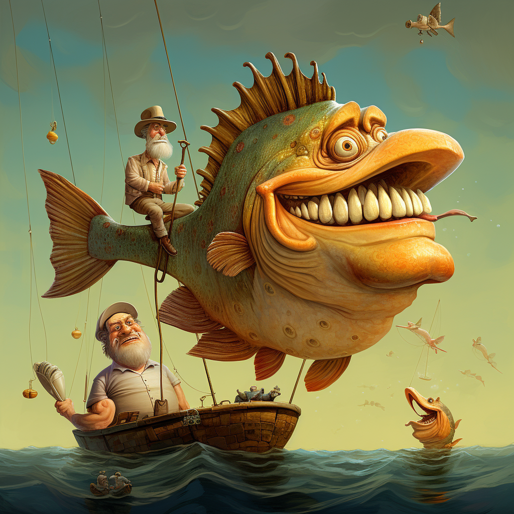 Fish Catch Person Fishing Caricature