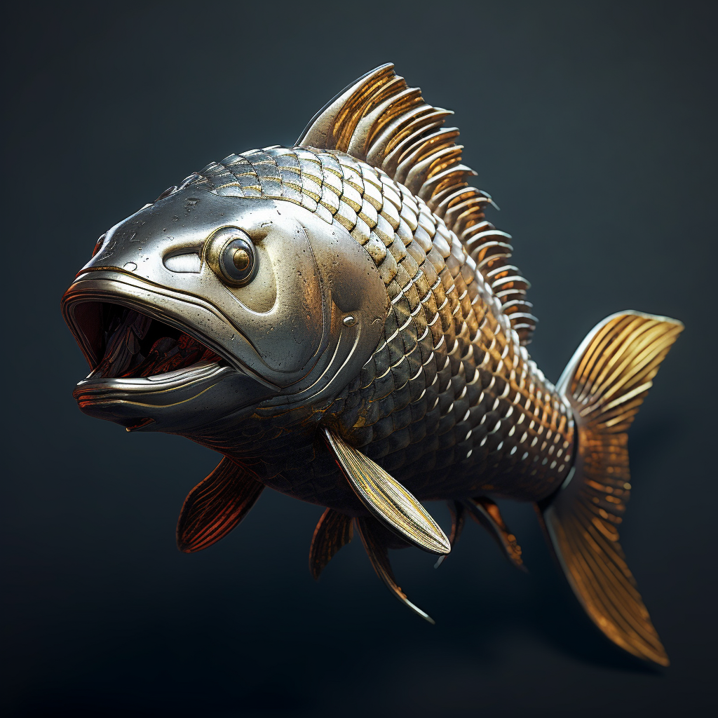 Photorealistic fish character with silver scale