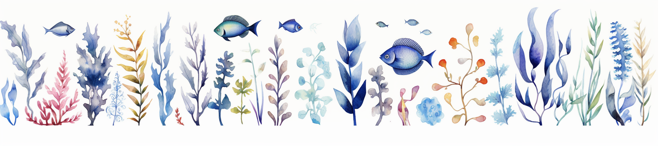 Colorful fish and sea plants painting