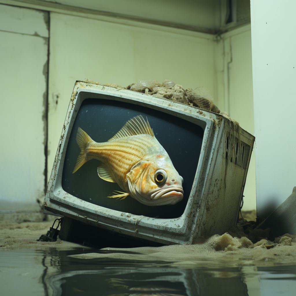 Fish caught in television underwater pollution