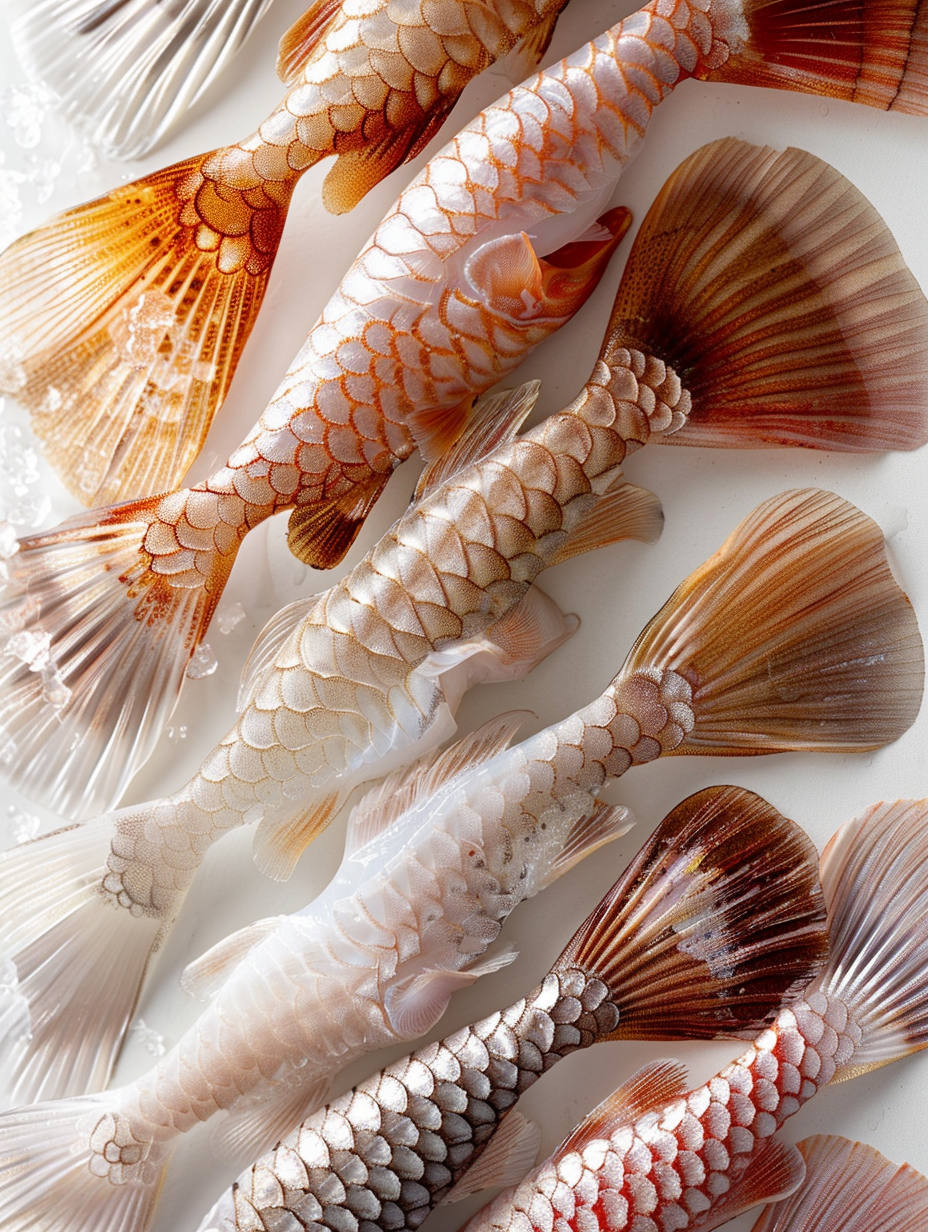 Closeup of Colorful Fish Tails